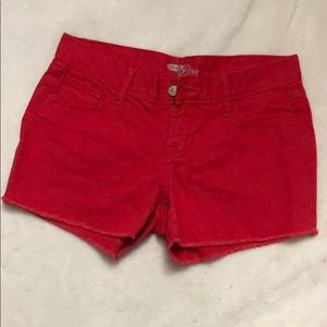 Red jean shorts